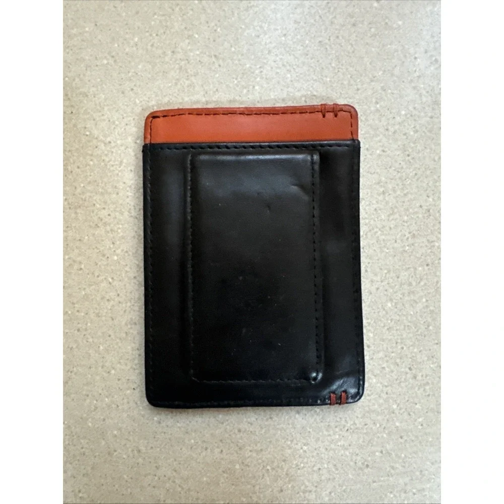Lodis Wallet Money Clip Card Holder Leather Black And Orange Slim